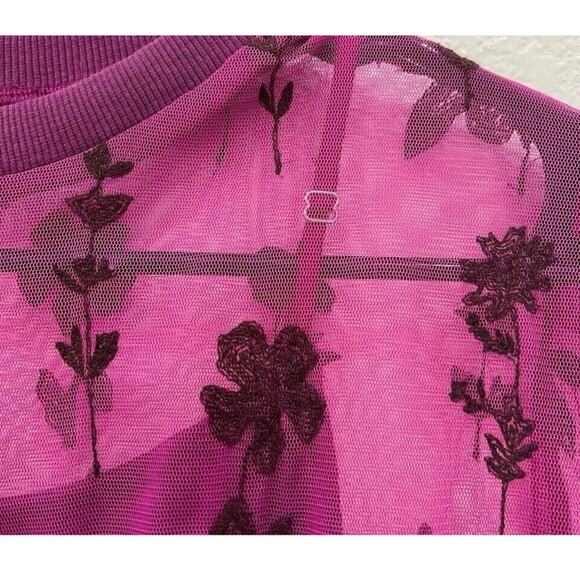 MSRP $158 Free People Fuchsia Pink Cecelia Floral Embroidered Mini Size XS-M - Picture 7 of 8